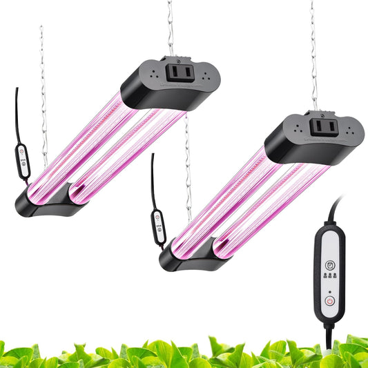 Skorter | Hlite 18Inch 2 Pack Led Grow Lights - Connectable Grow Lights For Indoor Plants, Full Spectrum Plant Light With Plug And Hanging Design With Auto On/Off Timer Hanging Grow Lights From Germination To Blooming