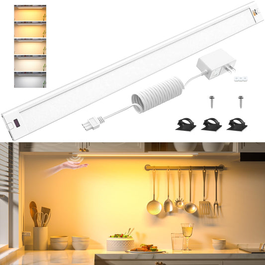Skorter | Wobane 24" Under Cabinet LED Light Strip, Touchless Dimmable, Color Adjustable, 1400Lm, White