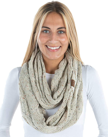Skorter | Funky Junque’s Beanies Matching Ribbed Winter Warm Cable Knit Infinity Scarf
