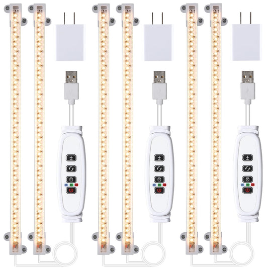 Skorter | LED Grow Light Strips, Full Spectrum Plant Grow Light For Indoor Plants 3000K, 144 LEDs Plant Lamp With 3/9/12H Timer, 10 Dimmable Levels, 3 Heads 13 Inches (2 Strips 3 Pack 3000K)