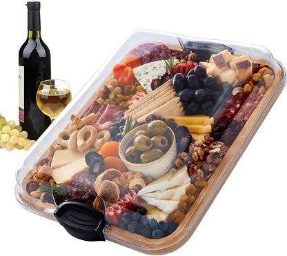 Skorter | Bamboo Charcuterie Serving Board with Locking Clear Lid – Savorya