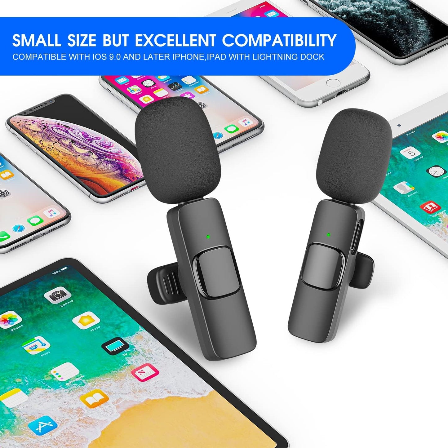 Skorter | 2-Pack wireless microphone for iPhone iPad