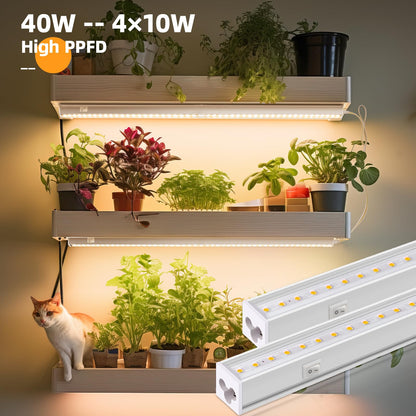Skorter | Barrina 2Ft 40W Full Spectrum Led Grow Lights For Indoor Plants, Yellow, 4-Pack