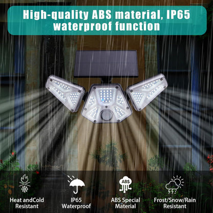 Skorter | 2 Pack Solar Flood Lights with Motion Sensor & Remote Control, Super Bright 113 LED, 3 Heads Adjustable