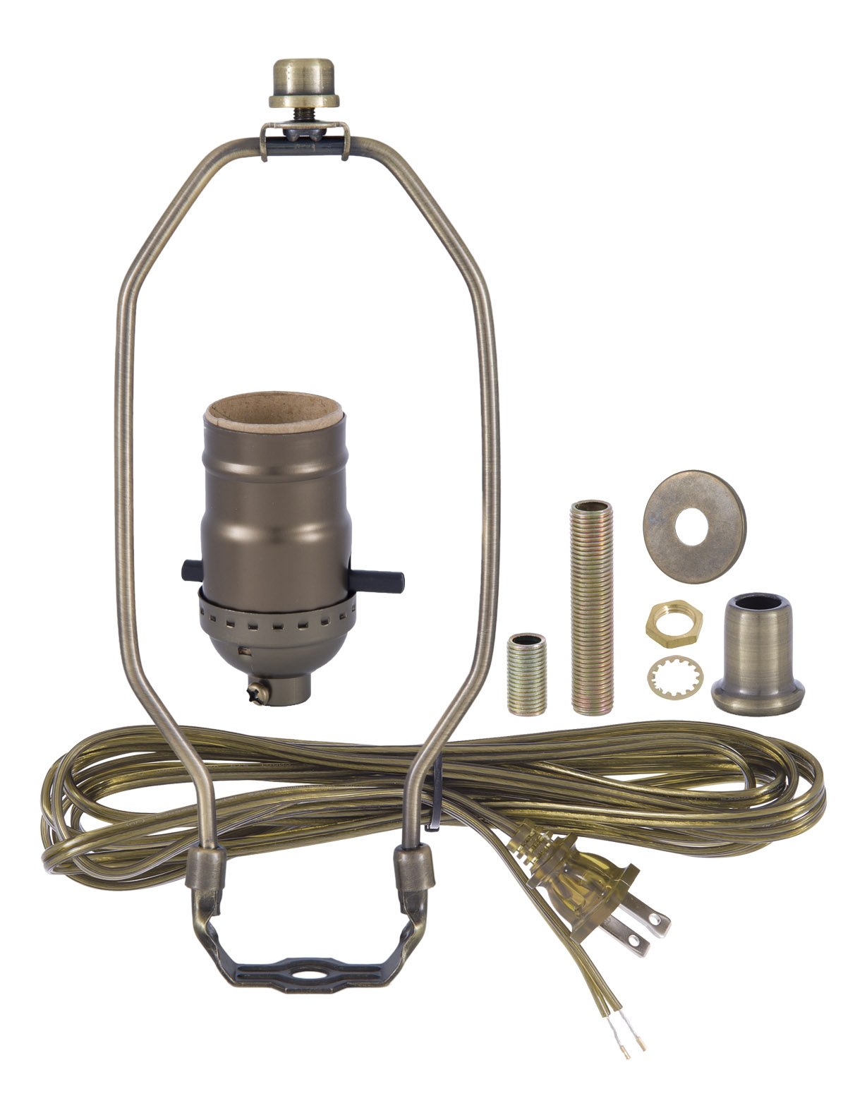 Skorter | B&P Lamp Antique Brass Table Lamp Kit With 7" Harp & Push-Thru Socket
