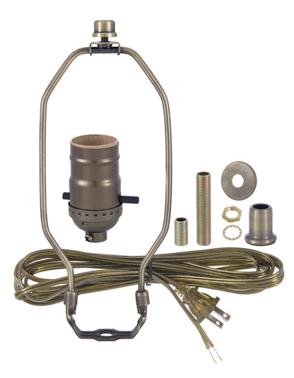 Skorter | B&P Lamp Antique Brass Table Lamp Kit With 7" Harp & Push-Thru Socket