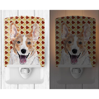 Skorter | Caroline'S Treasures Night Lamp - Cardigan Corgi Autumn Leaves, Ceramic, 6X4X3, Ul-Cert