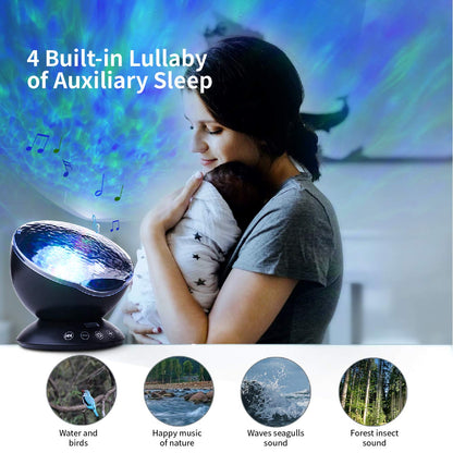 Skorter | Tomnew Sea Wave Projector with Remote Control, 7 Colors LED, Music Speaker, Night Light for Children and Adults