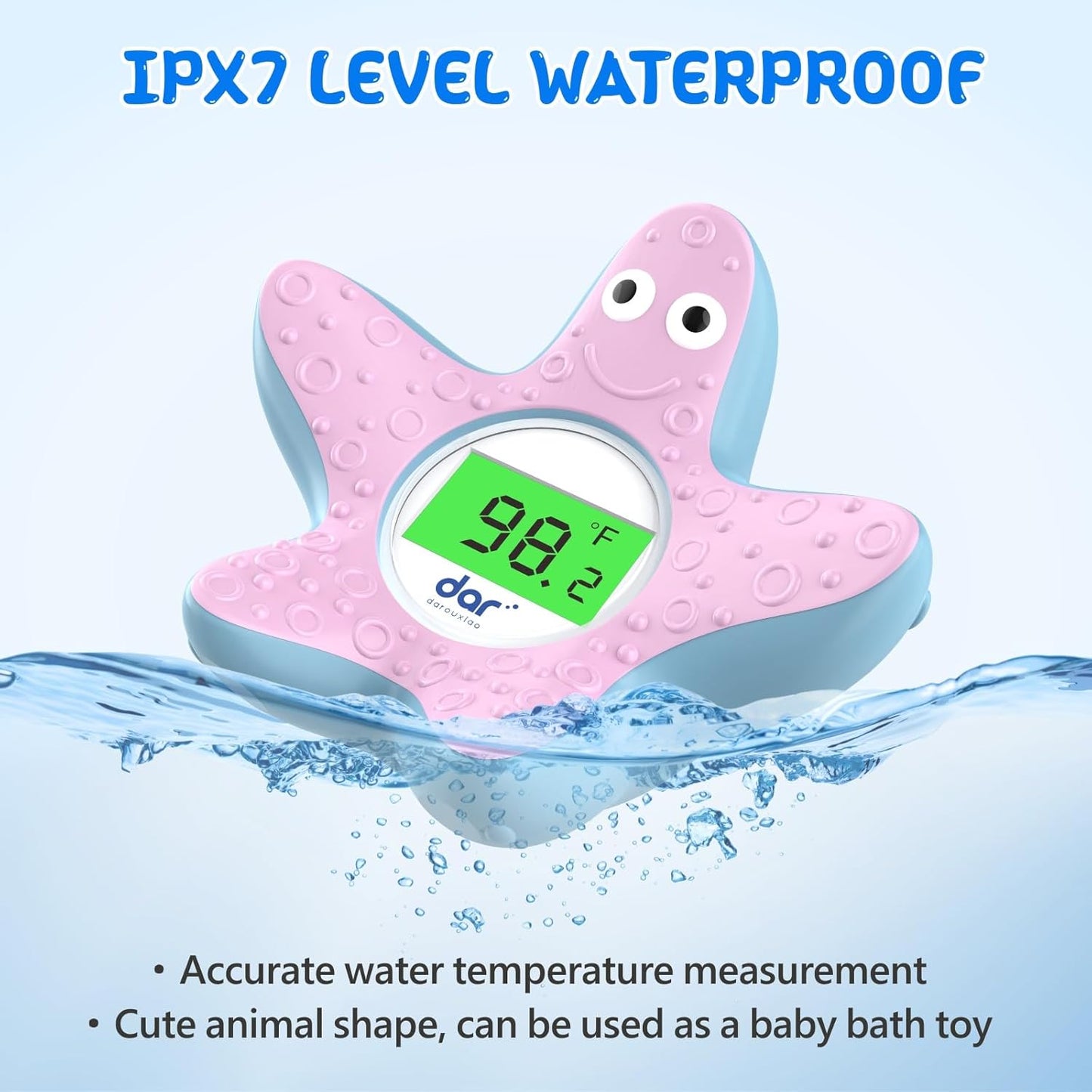 Skorter | AquaVeilig Baby Bath Thermometer – Digital Display with 3 Colors and Temperature Warning