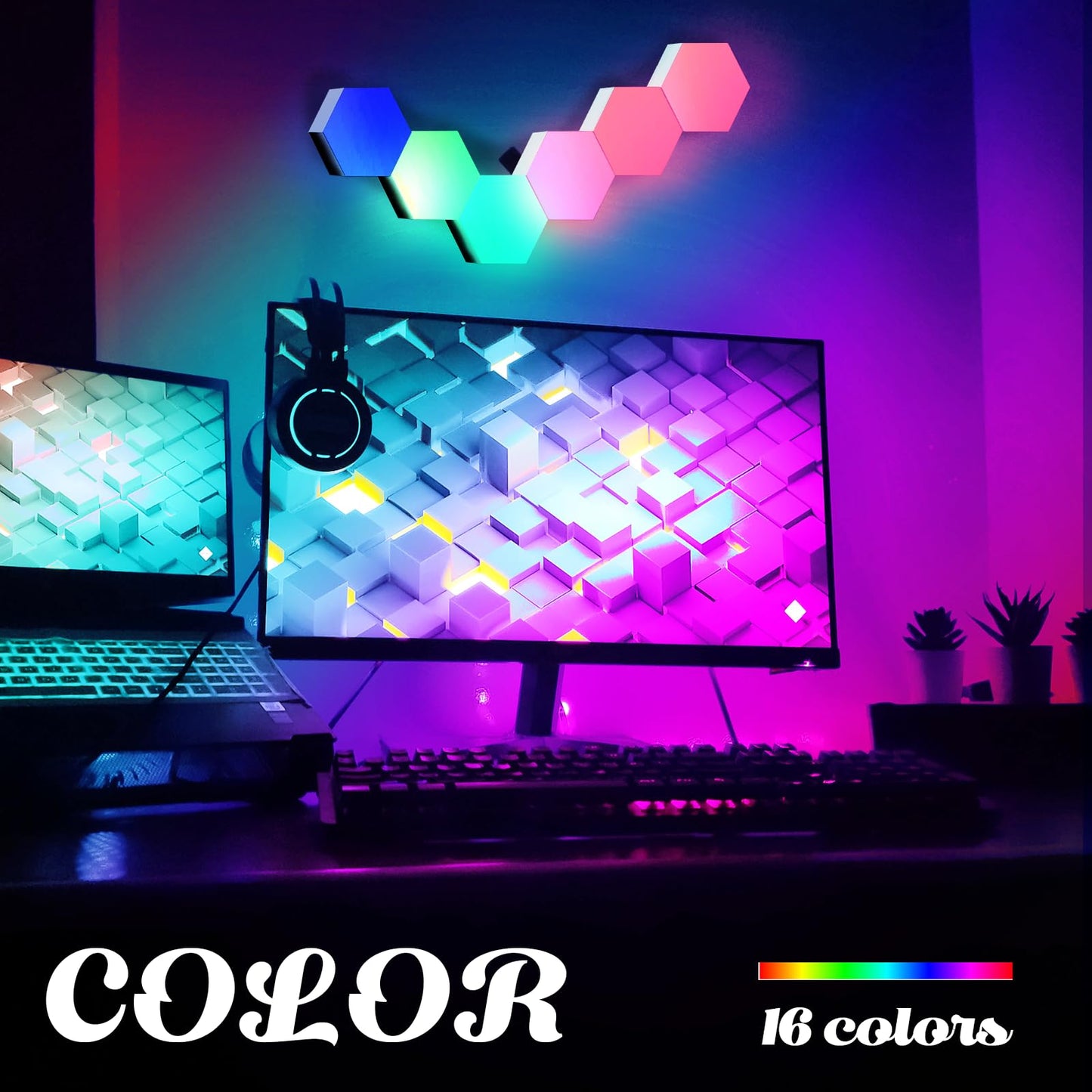 Skorter | Odistar Rgb Hexagon Wall Light - Smart Touch Sensitive Led, Diy Modular Design, 6-Pack