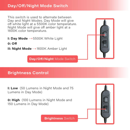 Skorter | Hooga Clip On Reading Lamp - Blue Light Blocking Amber Led, Day/Night Mode, Sleep Aid, Black
