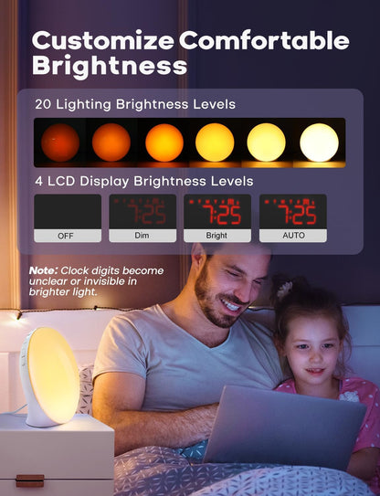 Skorter | GlowRise Natural Wake-Up Light Alarm Clock with Sunrise & Sunset Simulation