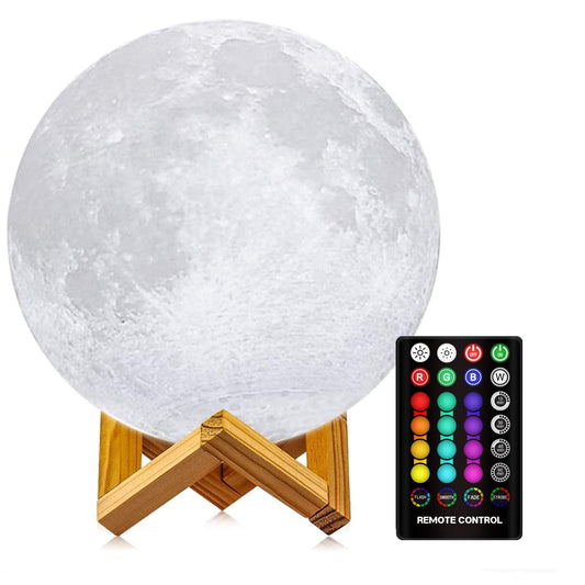 Skorter | Logrotate 3D Printing Led Moon Lamp, 16 Colors, Touch Control, Usb Rechargeable - 6.0 Inches