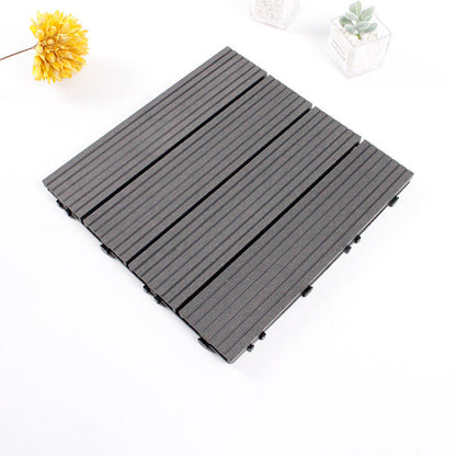 Skorter | 12" X 12" 4-Slat Square Deck/Patio Floor Tiles Snap Installation Floor Plank Tiles