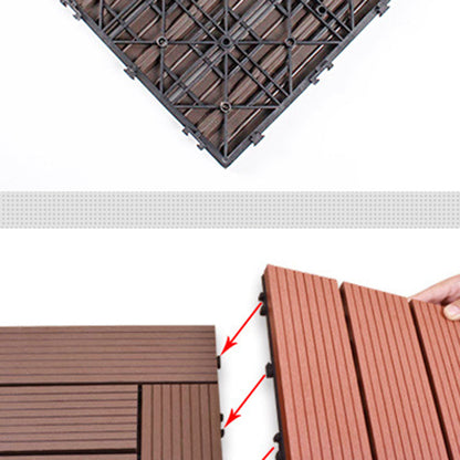 Skorter | 12" X 12" 4-Slat Square Deck/Patio Floor Tiles Snap Installation Floor Plank Tiles