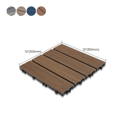 Skorter | 12" X 12" 4-Slat Square PVC Floor Tiles Snap-Fit Installation Floor Tiles