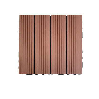 Skorter | Composite Square Patio Tiles Interlocking Striped Pattern Patio Floor Tiles