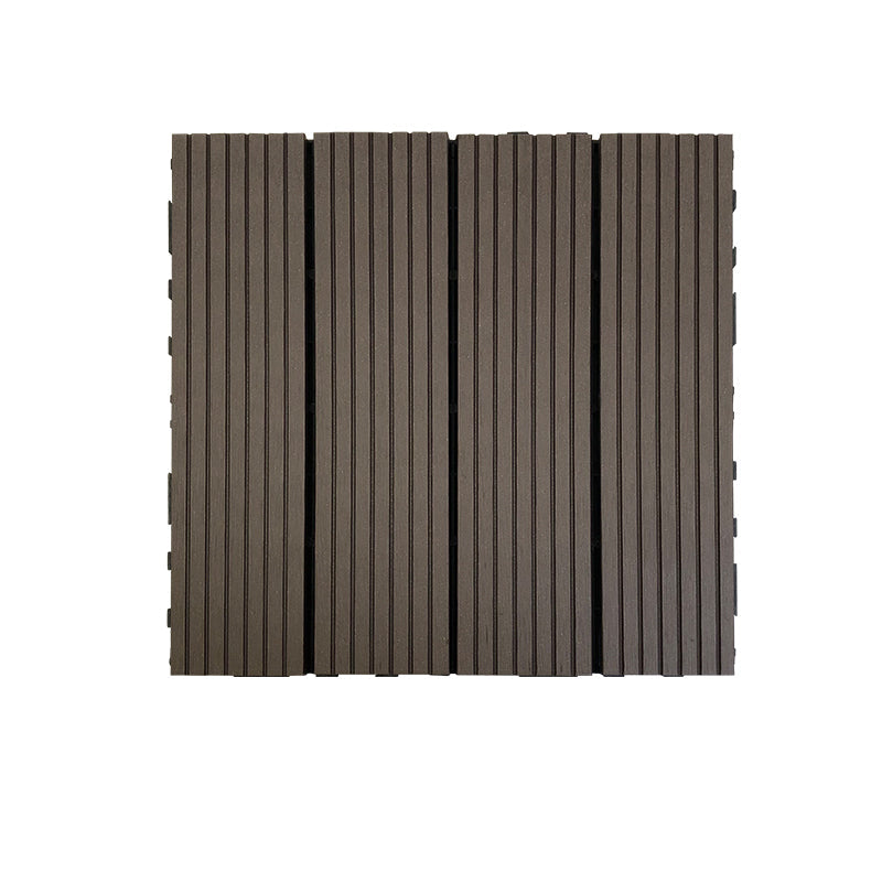 Skorter | Composite Square Patio Tiles Interlocking Striped Pattern Patio Floor Tiles