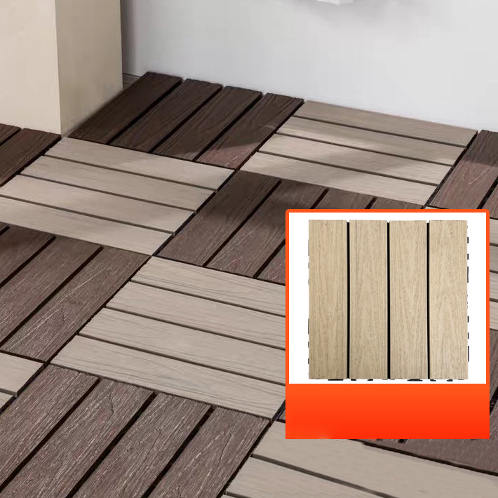Skorter | Composite Square Patio Tiles Interlocking Striped Pattern Patio Floor Tiles