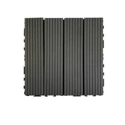 Skorter | Composite Square Patio Tiles Interlocking Striped Pattern Patio Floor Tiles