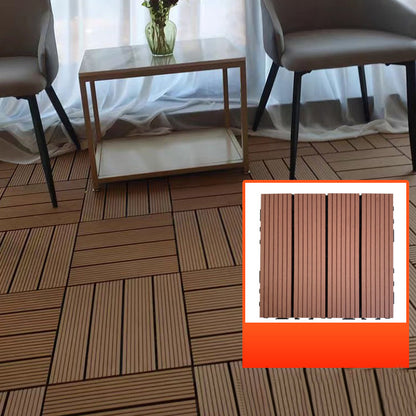 Skorter | Composite Square Patio Tiles Interlocking Striped Pattern Patio Floor Tiles