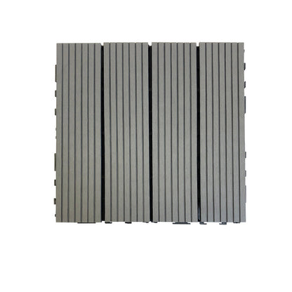 Skorter | Composite Square Patio Tiles Interlocking Striped Pattern Patio Floor Tiles