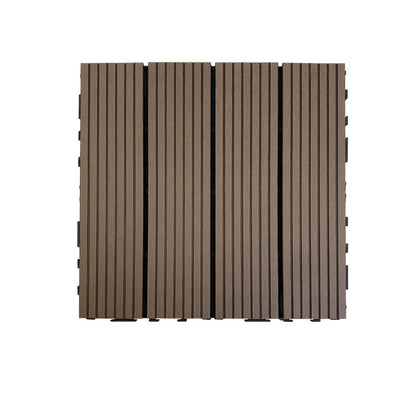 Skorter | Composite Square Patio Tiles Interlocking Striped Pattern Patio Floor Tiles