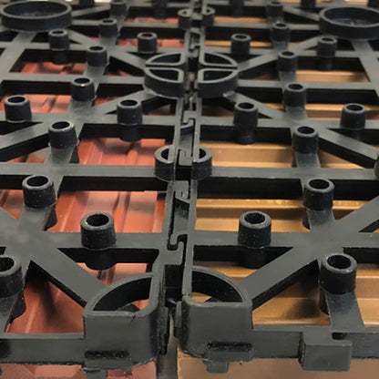 Skorter | Composite Square Patio Tiles Interlocking Striped Pattern Patio Floor Tiles