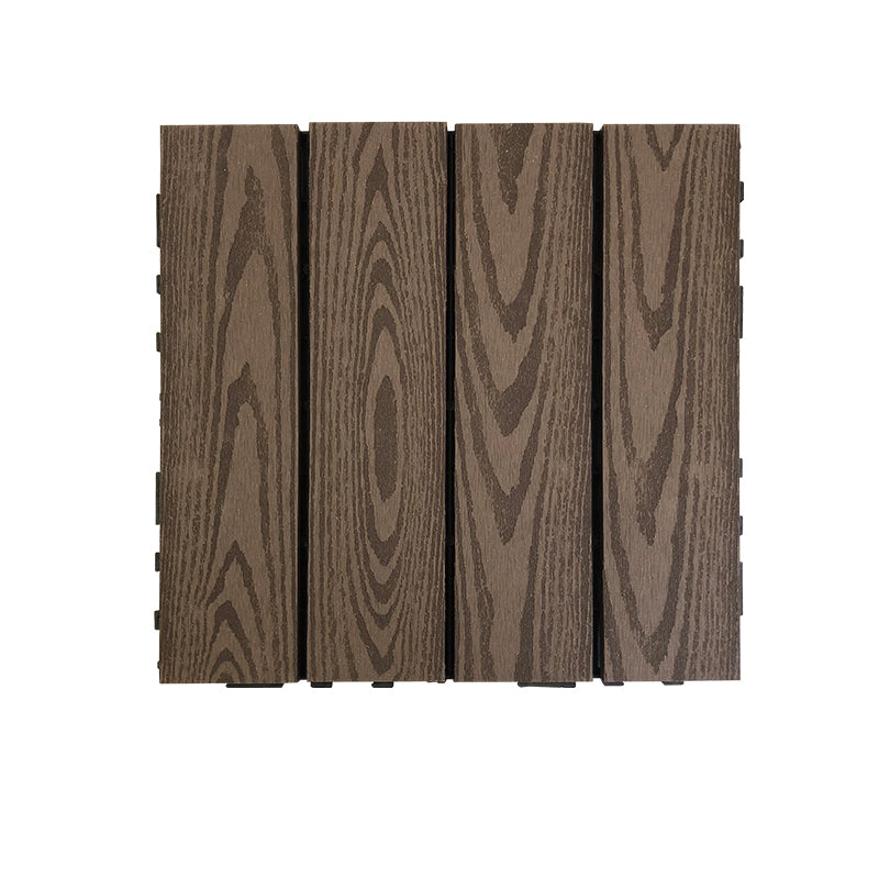 Skorter | Composite Square Patio Tiles Interlocking Striped Pattern Patio Floor Tiles