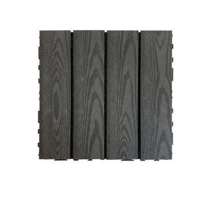 Skorter | Composite Square Patio Tiles Interlocking Striped Pattern Patio Floor Tiles