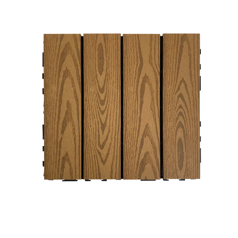 Skorter | Composite Square Patio Tiles Interlocking Striped Pattern Patio Floor Tiles