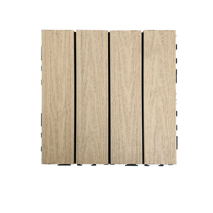 Skorter | Composite Square Patio Tiles Interlocking Striped Pattern Patio Floor Tiles