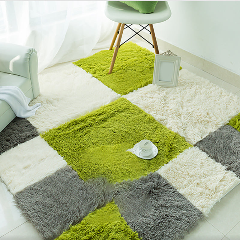 Skorter | Bedroom Carpet Tiles Solid Color Square Shag Stain Resistant Carpet Tiles