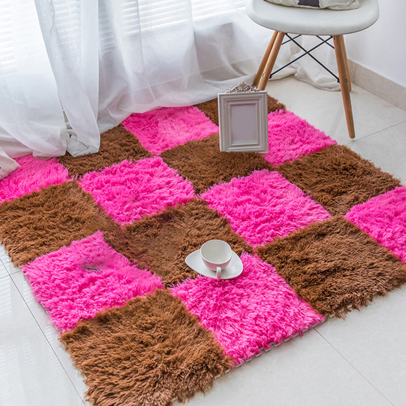 Skorter | Bedroom Carpet Tiles Solid Color Square Shag Stain Resistant Carpet Tiles