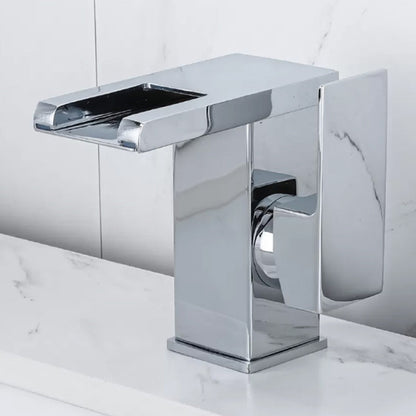 Skorter | Waterfall basin mixer tap square lever handle with LED three-color light