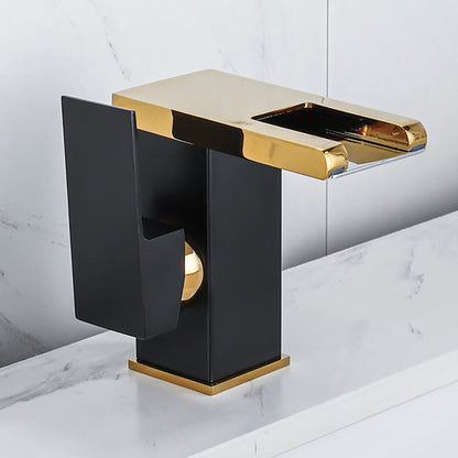 Skorter | Waterfall basin mixer tap square lever handle with LED three-color light