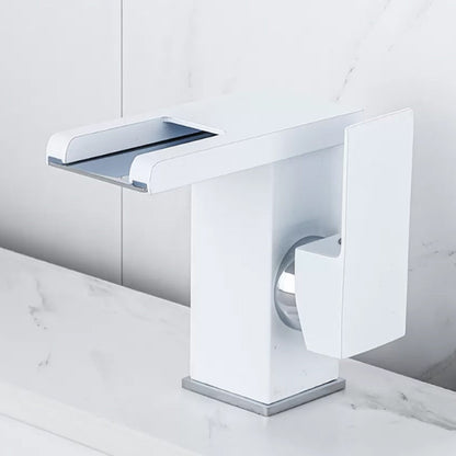 Skorter | Waterfall basin mixer tap square lever handle with LED three-color light