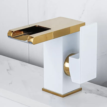Skorter | Waterfall basin mixer tap square lever handle with LED three-color light