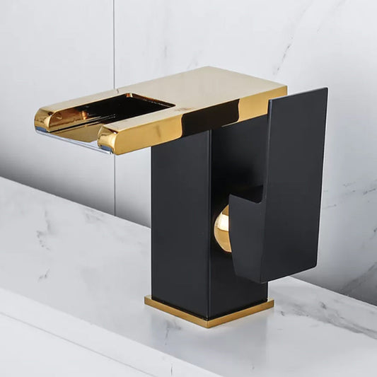 Skorter | Waterfall basin mixer tap square lever handle with LED three-color light