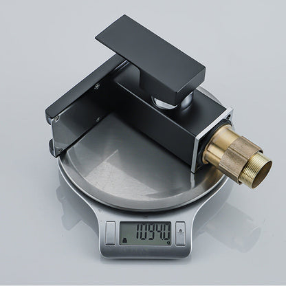 Skorter | Waterfall basin mixer tap square lever handle with LED three-color light