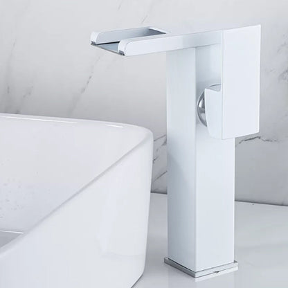 Skorter | Waterfall Basin Mixer Tap Square Lever Handle with LED Three-Color Light