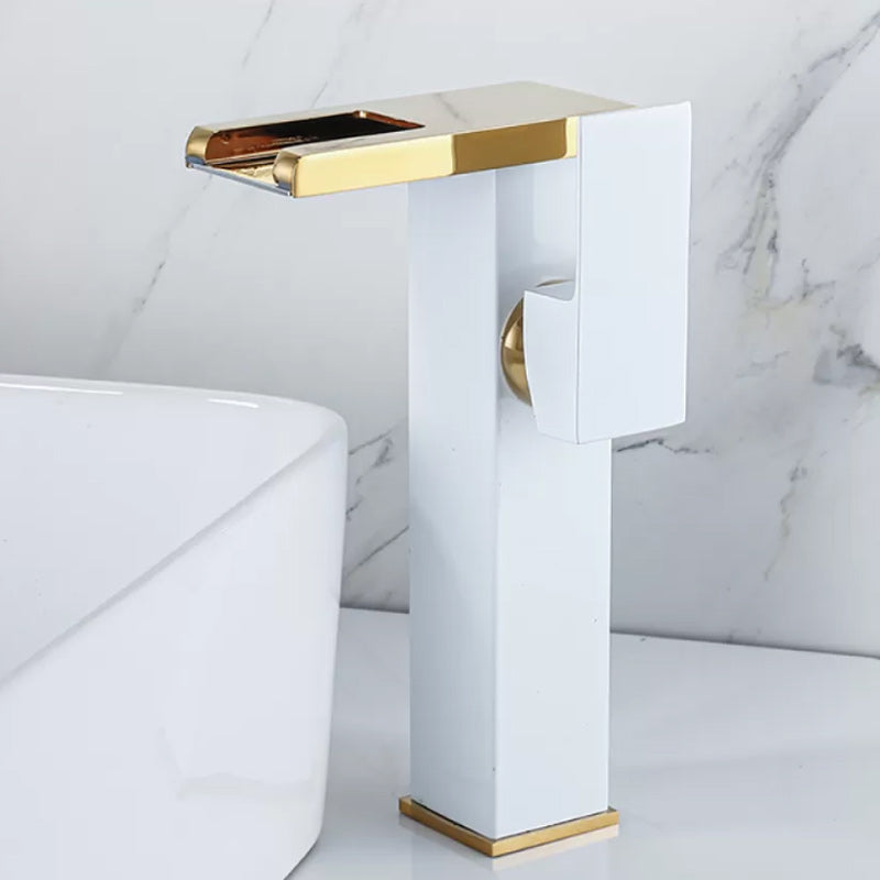 Skorter | Waterfall basin mixer tap square lever handle with LED three-color light