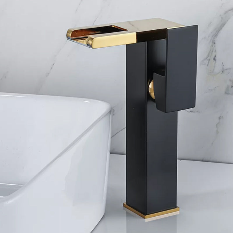 Skorter | Waterfall basin mixer tap square lever handle with LED three-color light