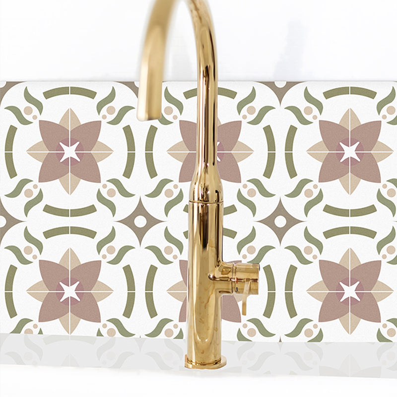 Skorter | Beige Tone Peel & Stick Tile Square Pattern Print Single Tile