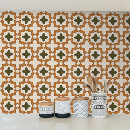 Skorter | Beige Tone Peel & Stick Tile Square Pattern Print Single Tile