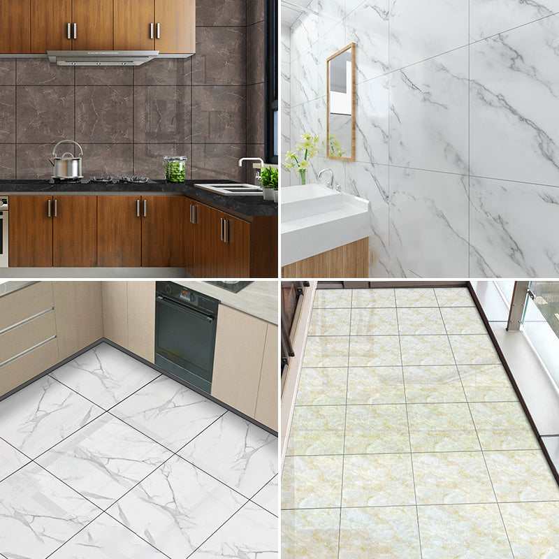 Skorter | Modern PVC Peel and Stick Tile Floor Marble Look Mold Resistant Vinyl Tiles