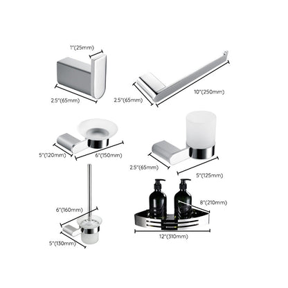 Skorter | Contemporary Bathroom Accessories Hardware Set in Silver with Soap Dish