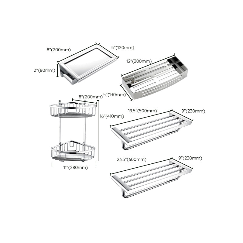 Skorter | Contemporary Bathroom Accessories Hardware Set in Silver with Soap Dish