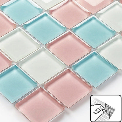 Skorter | 12" x 12" Peel & Stick Glass Square Grid Mosaic Peel and Stick Tile 10-Pack
