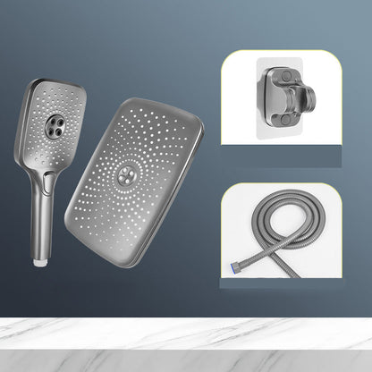 Skorter | Modern Gray Showerhead Combo Standard Spray Pattern Rectangular Large Showerhead